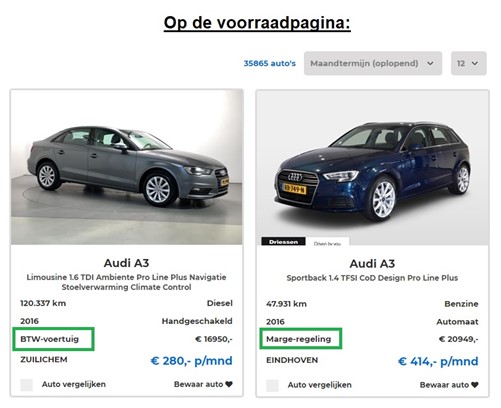 Hoe herken je ene marge auto op onze autopagina's